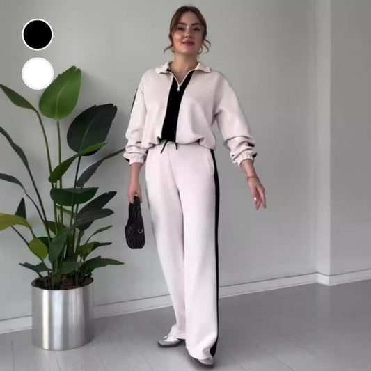 Dámské klopové topy na zip & Kalhoty 2dílná sada