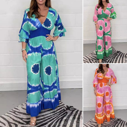 Kombinéza s širokými nohavicemi s potiskem Tie-Dye