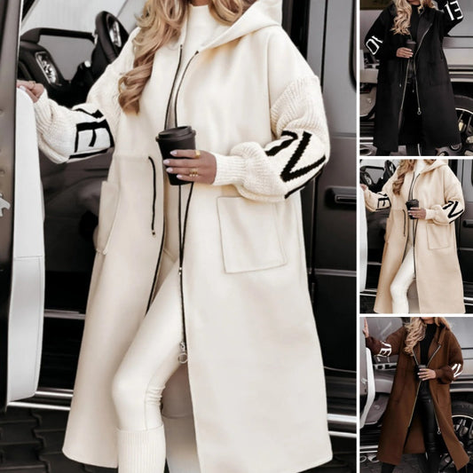 🍂Dámské módní kabát s kapucí, dlouhým rukávem a zipem