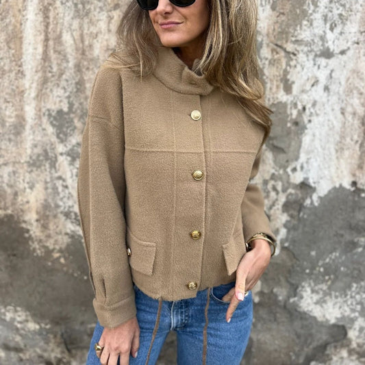 🍂Dámský krátký kabát s jedním zapínáním a stojatým límcem