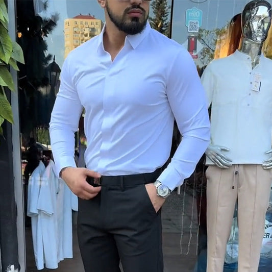 Pánská ležérní košile Slim Fit v jednobarevném provedení