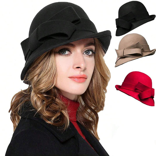 🎀Dámský vintage klobouk s mašlí na boku