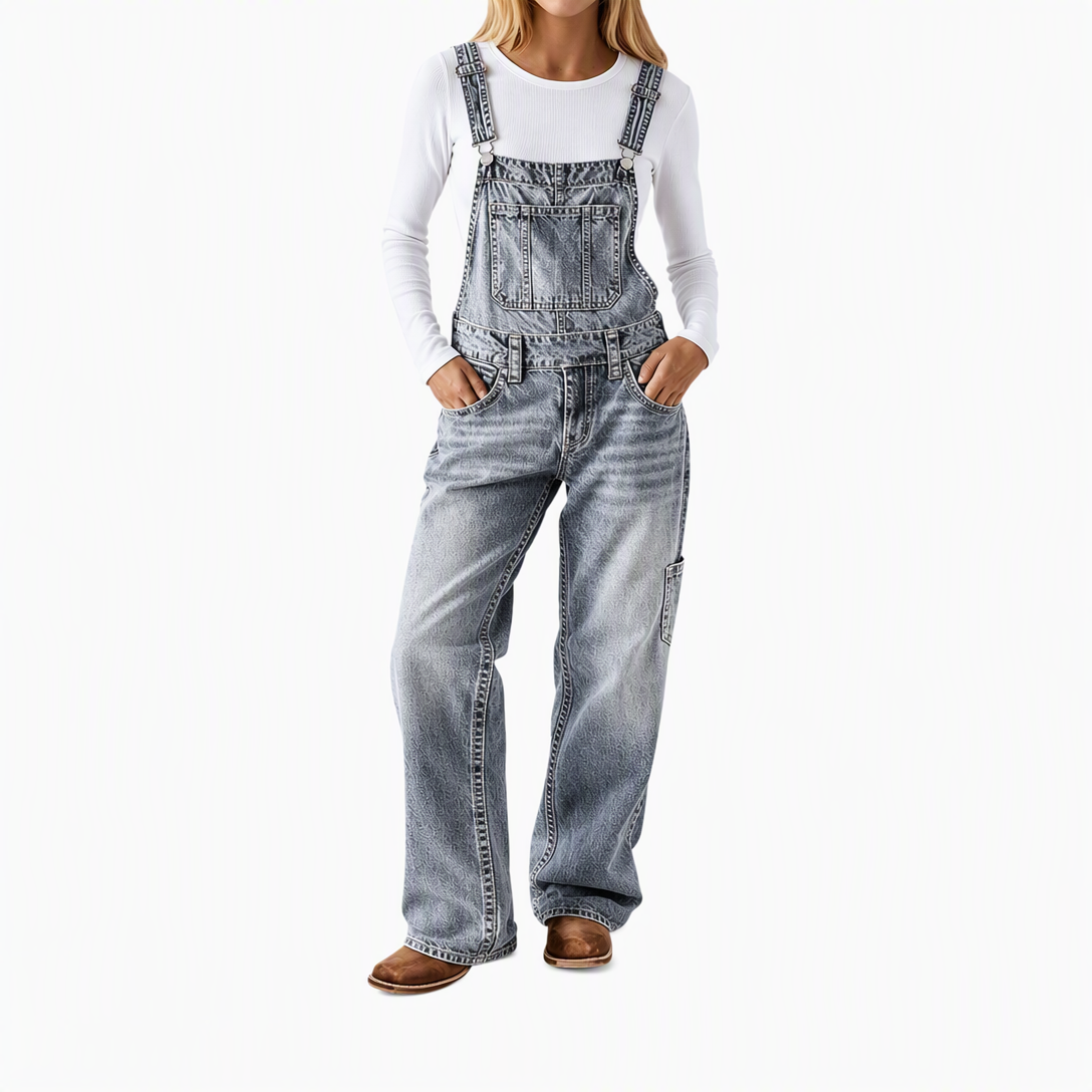 👖 Move-With-You Stretch, Custom Fit | Women's Stretchy Denim Overalls Wide Leg Jumpsuit with Adjustable Straps