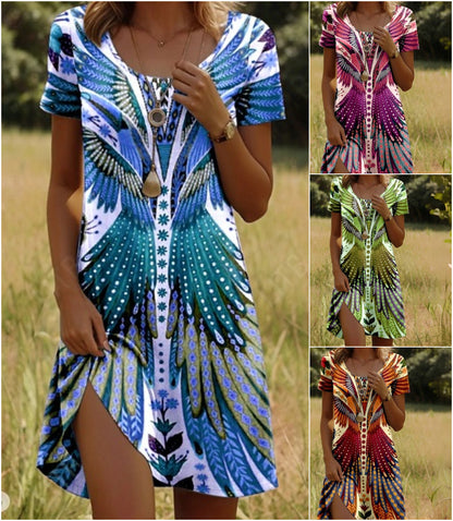 👗Vintage šaty s krátkým rukávem pro ženy