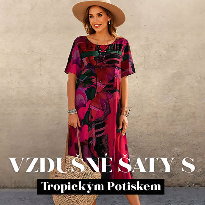 🌴Vzdušné šaty s tropickým potiskem