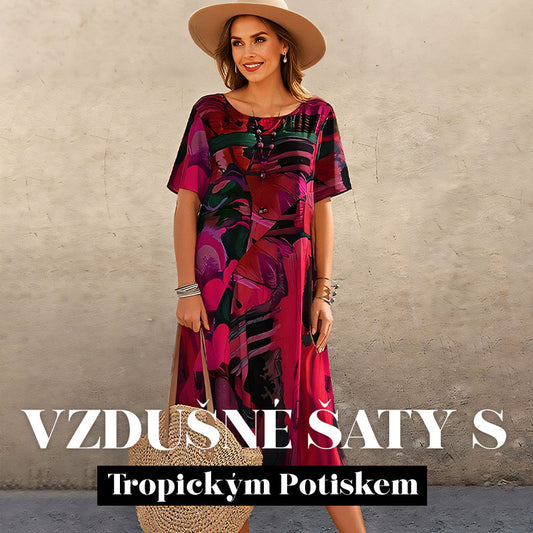 🌴Vzdušné šaty s tropickým potiskem