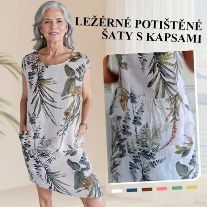 🌸Dámské šaty s kulatým výstřihem s botanickým potiskem