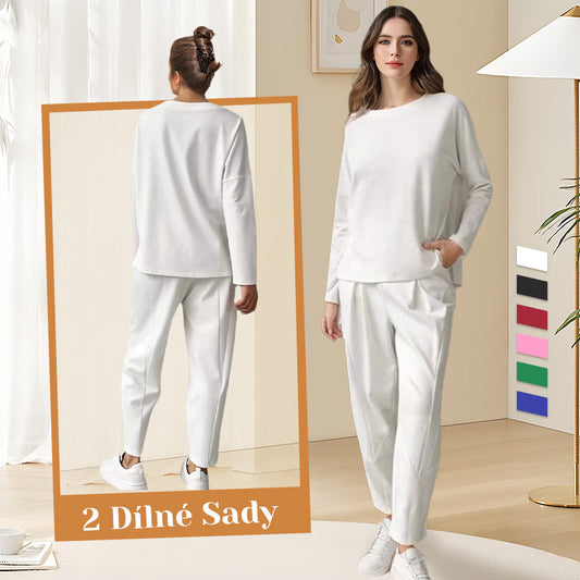 🔥Dvoudílná souprava s dlouhými rukávy a kalhotami s kulatým výstřihem