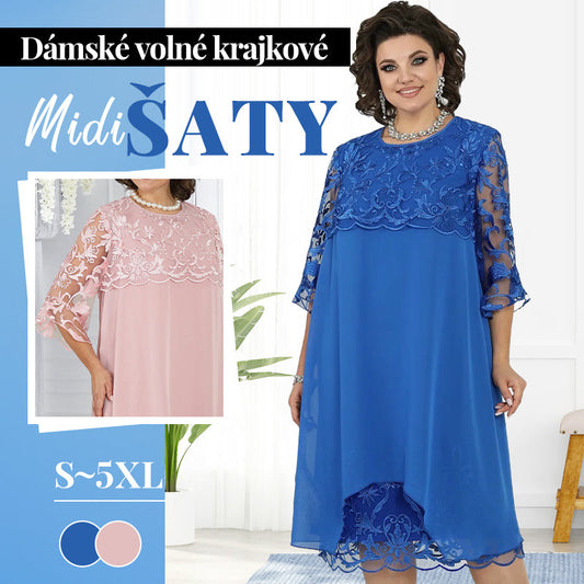 💗Dámské volné krajkové midi šaty