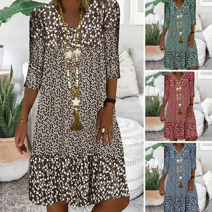 👗Šaty s potiskem a výstřihem do V