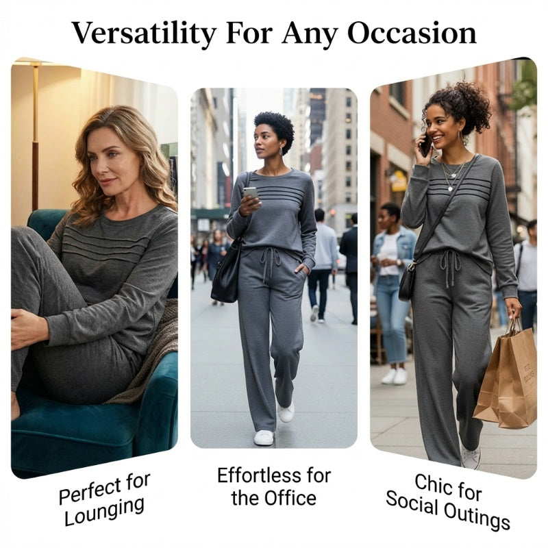 🔥 Women's Round-Neck Top and Drawstring Pants Set ✨