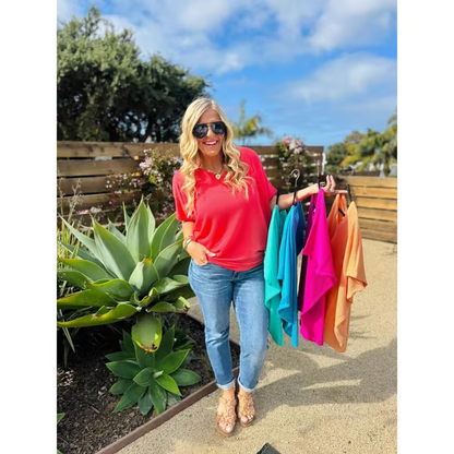 💥Ultimate Comfort Style Dámské letní tričko s výstřihem do V 🌟