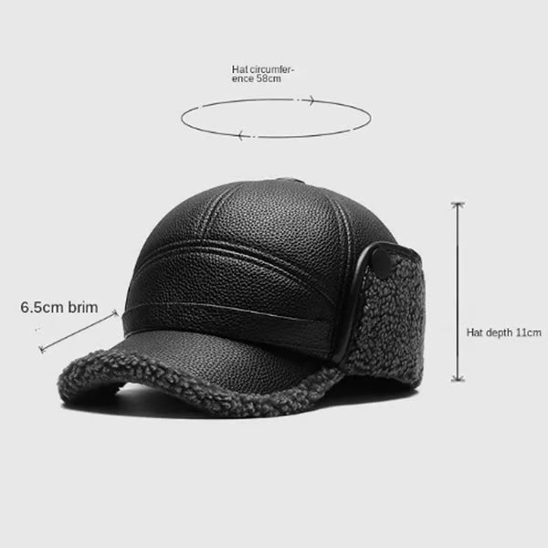 ⛄️🧢Vintage Men's Earflap Winter Hat - Soft Plush Lining Faux Leather Cap