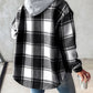 🍂Podzimní výprodej 40 % SLEVA🔥Dámské kostkované bundy s kapucí, zapínáním na knoflíky a fleecovou podšívkou, teplé kabáty