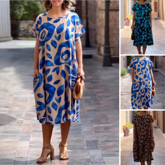 🌸👗 2025 Nové šaty s kulatým výstřihem