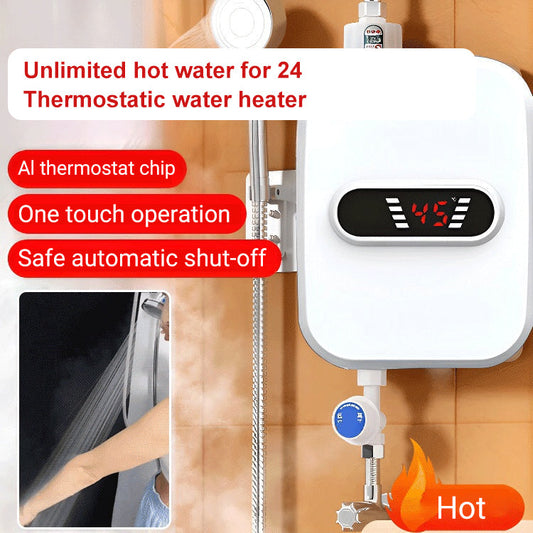 🚿 Průtokový ohřívač vody s termostatem – Kompaktní a energeticky úsporný – Ideální do sprchy, k umyvadlu nebo do kuchyně – Stálá teplota vody, snadná instalace 💧