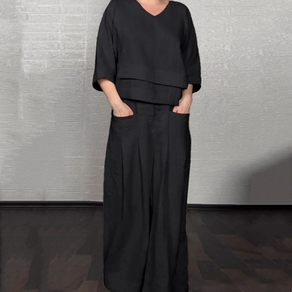 Volné plátno s krátkým rukávem, ležérní dvoudílná sada