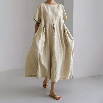 Dámské ležérní volné šaty s kulatým výstřihem a kapsami