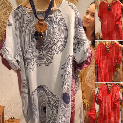 👗Dámské ležérní šaty s potiskem u krku