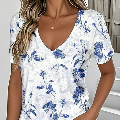 Dámské ležérní tričko s potiskem do V