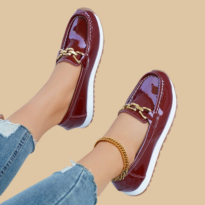 Dámské elegantní jednobarevné mokasíny s tlustou podrážkou