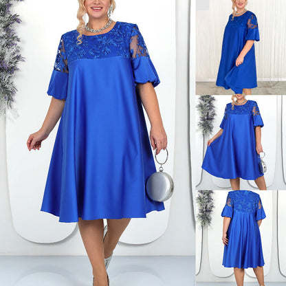 Dámské ležérní šaty s krajkovým detailem v linii A