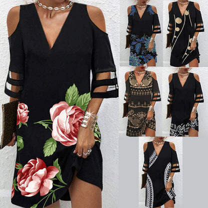 Dámské módní šaty s výstřihem do V