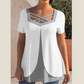 Stylový top s krátkým rukávem a příčným výstřihem do V