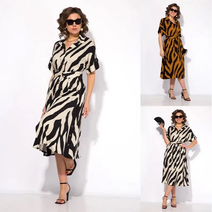 Dámské pruhované šaty s výstřihem ve tvaru písmene V