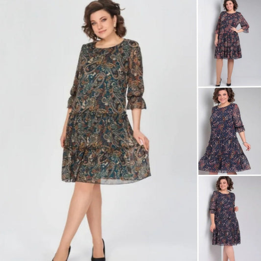 【S-4XL】✨Šifonové šaty se sedmičtvrtečními rukávy