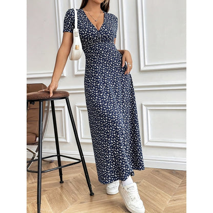 👗Ležérní maxi šaty s výstřihem do V a květinovým vzorem pro ženy