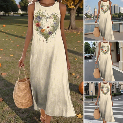 👗Volné šaty bez rukávů s potiskem siluety srdce