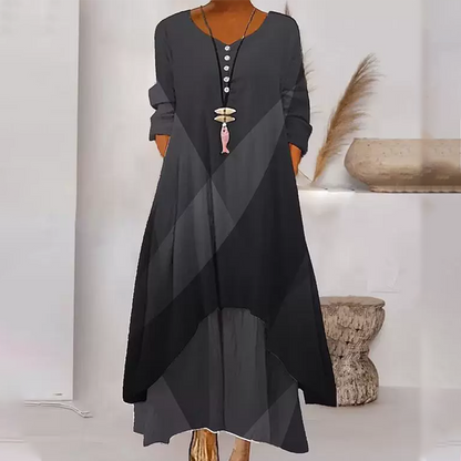 👗Dámské módní volné maxi šaty s potiskem