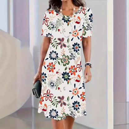 Módní šaty s potiskem ve tvaru písmene A