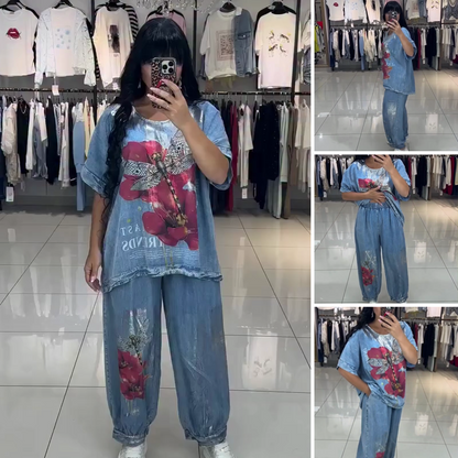 Dámský set s potiskem – top a kalhoty