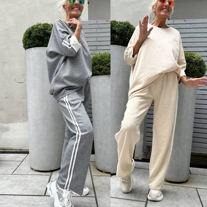 Dámský ležérní pruhovaný top a široké kalhoty, 2dílná sada