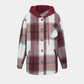 🍂Podzimní výprodej 40 % SLEVA🔥Dámské kostkované bundy s kapucí, zapínáním na knoflíky a fleecovou podšívkou, teplé kabáty