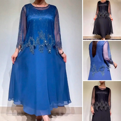 Elegantní jednobarevné šaty s lesklou průsvitnou vrstvou