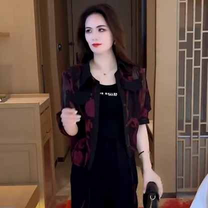 Dámská květinová šifonová košile