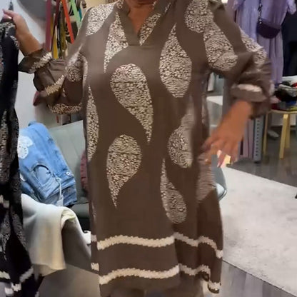 🍂Dámské retro šaty s dlouhým rukávem a výstřihem do V