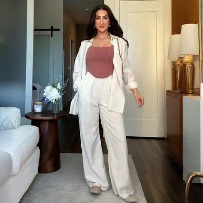 🍂Sada jednobarevné volné košile a kalhot se širokými nohavicemi