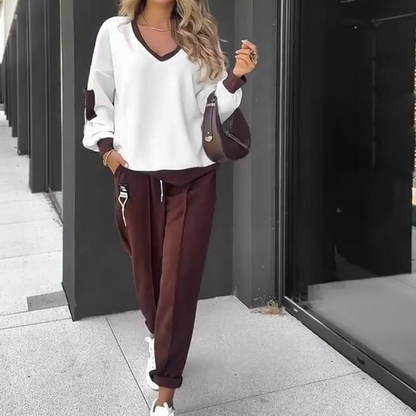 🍂Sada trička s dlouhým rukávem a joggingových kalhot s barevnými panely