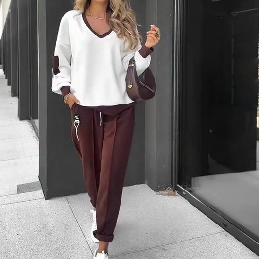 🍂Sada trička s dlouhým rukávem a joggingových kalhot s barevnými panely