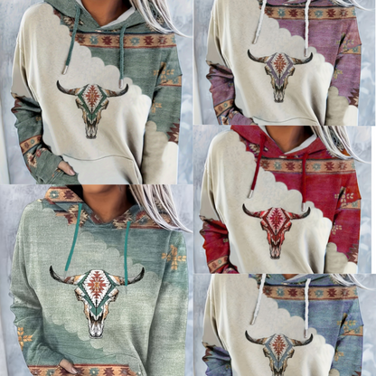 Dámská mikina s potiskem kravské lebky