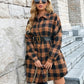 🍂Dámské podzimní flanelové košile s knoflíky, kostkované sako s límečkem, dlouhé kabáty