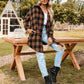 🍂Dámské podzimní flanelové košile s knoflíky, kostkované sako s límečkem, dlouhé kabáty