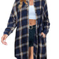🍂Dámské podzimní flanelové košile s knoflíky, kostkované sako s límečkem, dlouhé kabáty