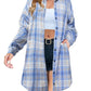 🍂Dámské podzimní flanelové košile s knoflíky, kostkované sako s límečkem, dlouhé kabáty