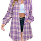 🍂Dámské podzimní flanelové košile s knoflíky, kostkované sako s límečkem, dlouhé kabáty