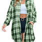 🍂Dámské podzimní flanelové košile s knoflíky, kostkované sako s límečkem, dlouhé kabáty